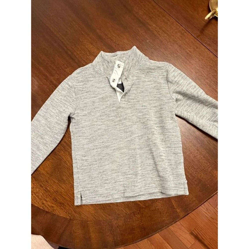 Janie and Jack Boys’ Gray Herringbone Pullover – Size 5